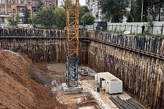 Трубобетонные сваи шпунтового ограждения котлована